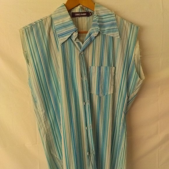 Shirts Mens Sleeveless Button Down Stripped Shirt With Pocket Poshmark
